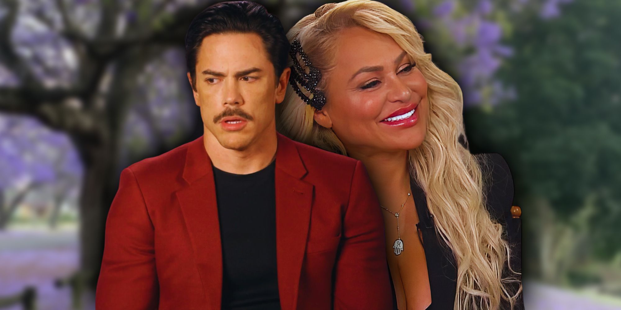 Vanderpump Rules' Tom Sandoval looking serious and 90 Day Fiance's Darcey Silva smiling