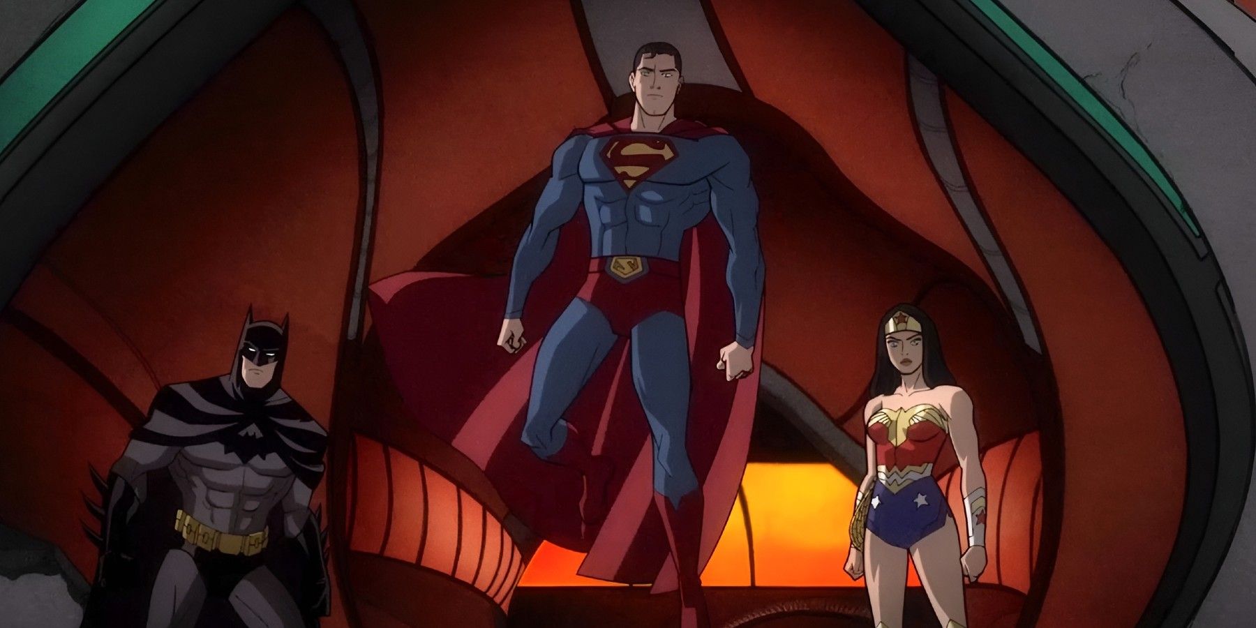 Batman, Superman and Wonder Woman in the animated Justice League: Warworld movie