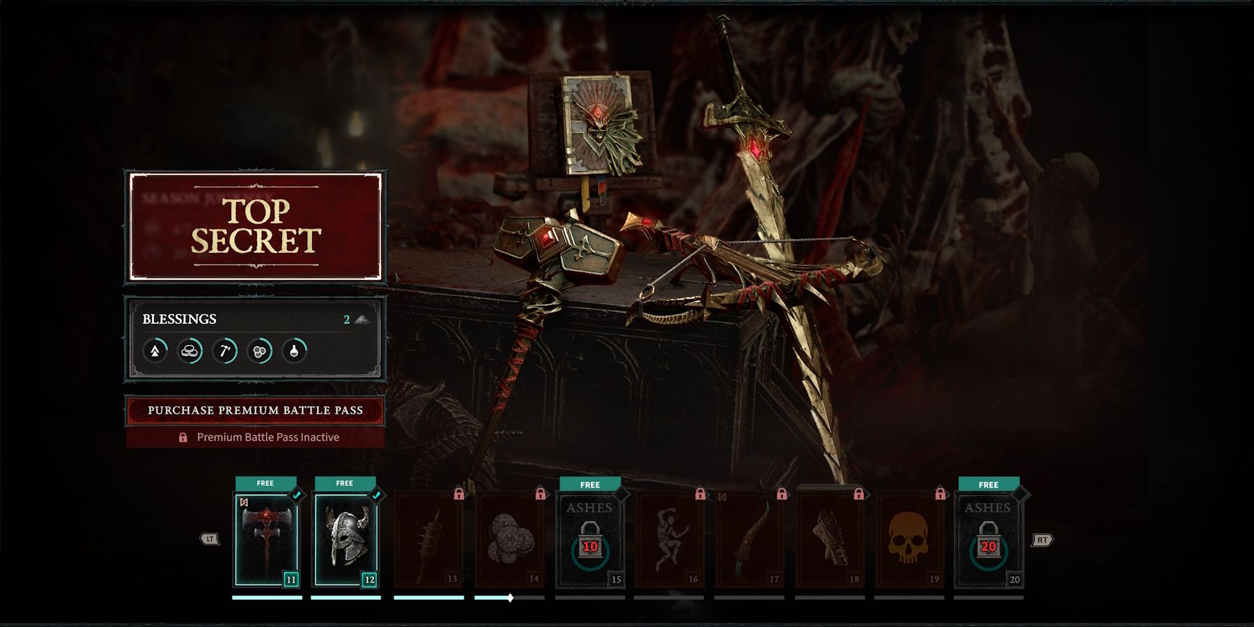 Diablo 4 Battle Pass - image showing an example of some of the items that players can get