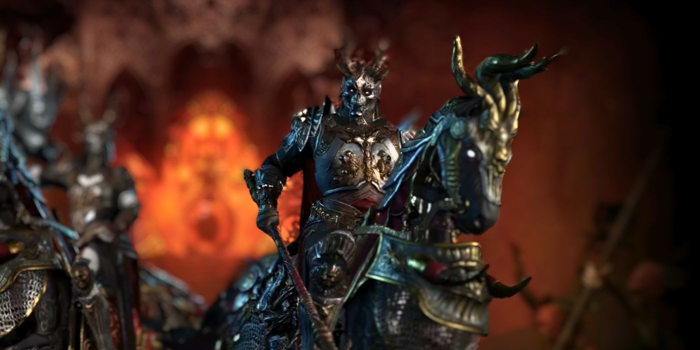 Diablo 4 Battle Pass- image of a character in heavy armor riding an armored horse