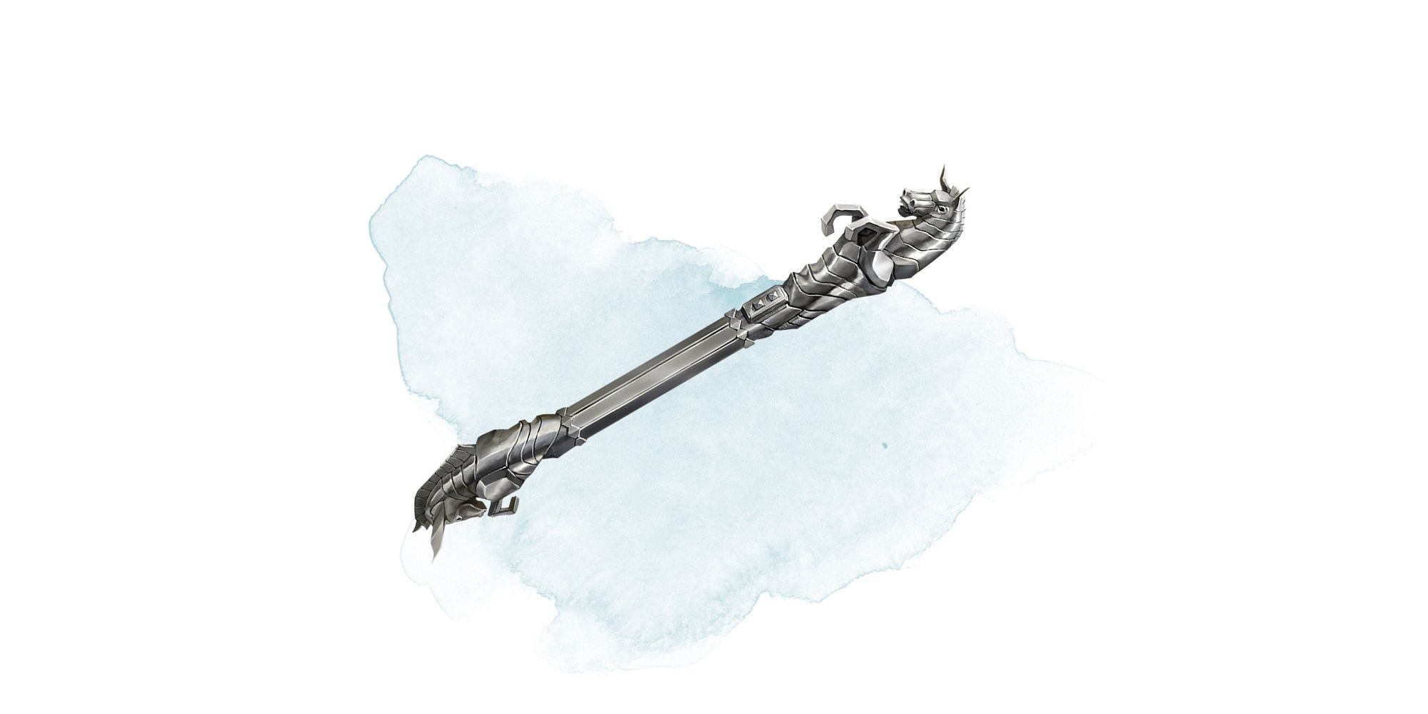 DnD Immovable Rod, a metal staff with engraved horses.