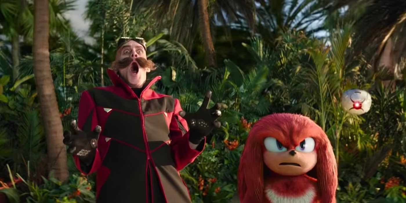 Dr Robotnik and Knuckles in the jungle in Sonic the Hedgehog 2