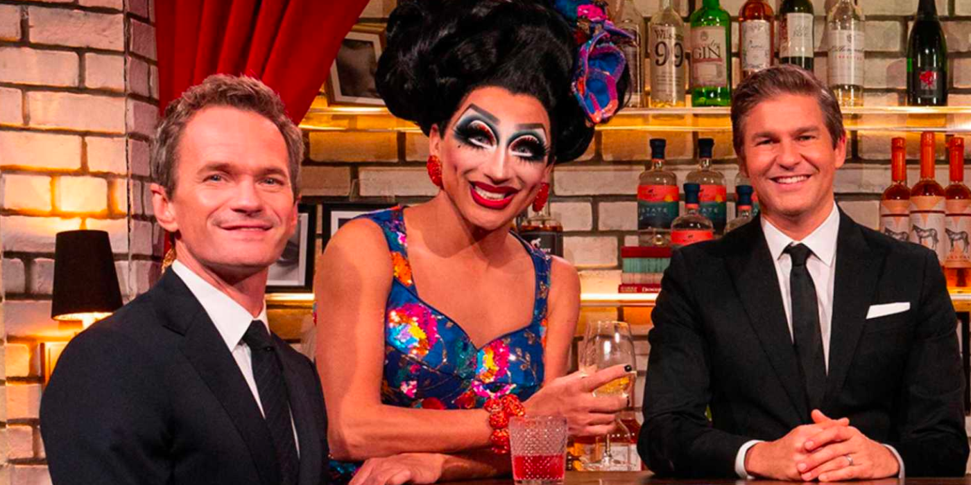 Drag me to dinner 2 neil patrick harris poses with castmates smiling