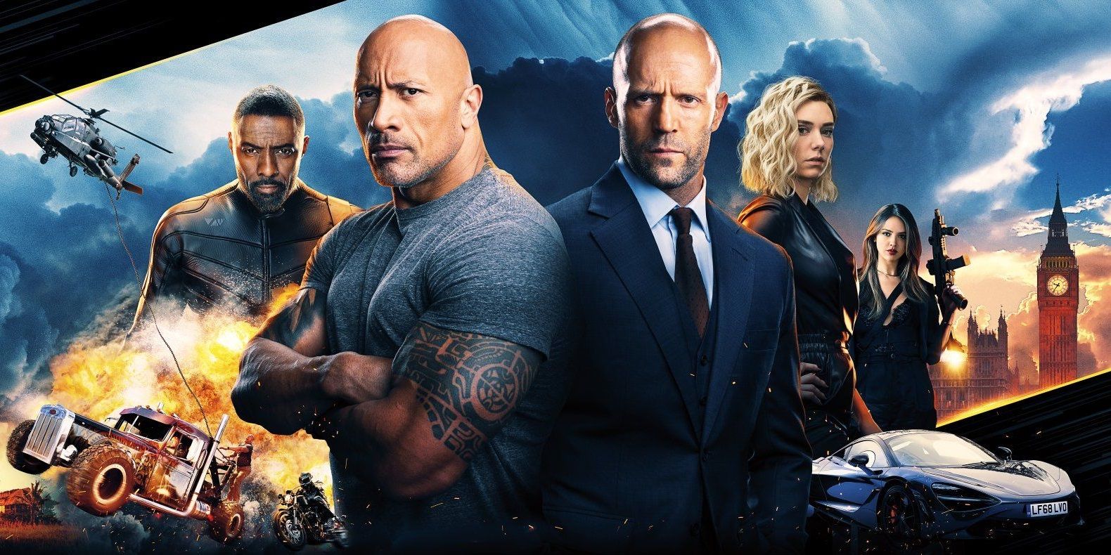Dwayne Johnson and Jason Statham on the poster for Hobbs and Shaw