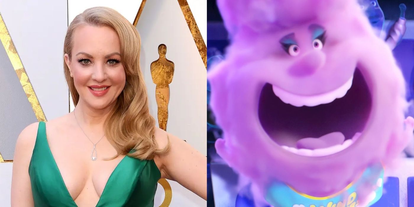 A split image of Wendi McLendon-Covey and her role as Gale in Elemental