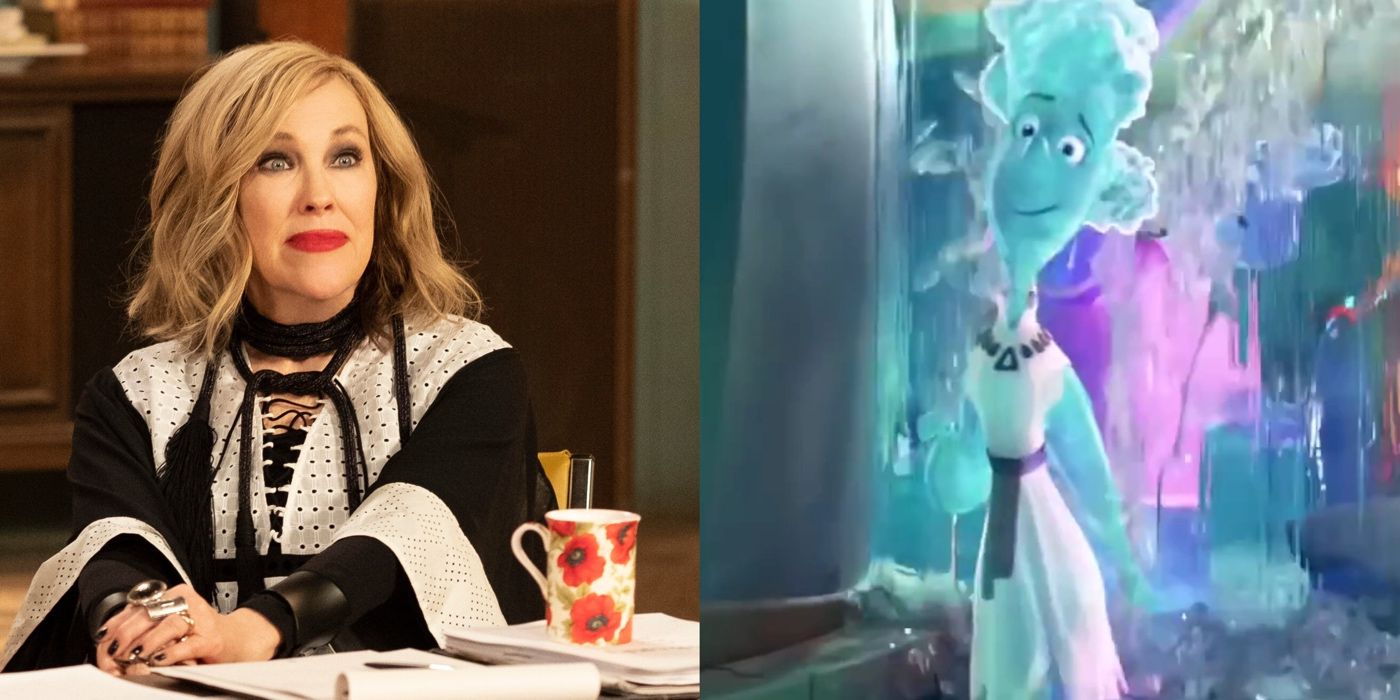 A split image of Catherine O&rsquo;Hara and her character Brook from Elemental