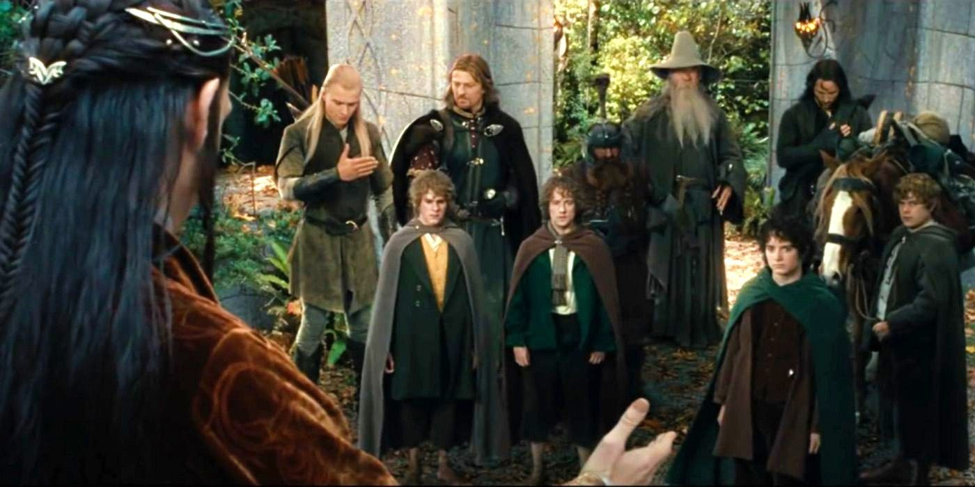 Elrond speaks to the Fellowship in Lord of the Rings