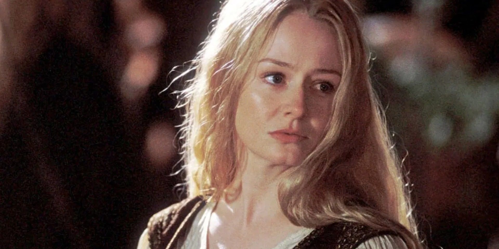 Eowyn looking over her shoulder in The Lord of the Rings