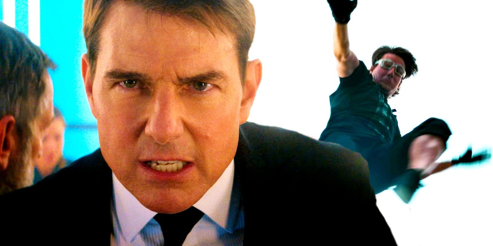 Ethan Hunt angry in Mission Impossible 7 trailer and Ethan jumping out of Burj Khalifa in Ghost Protocal