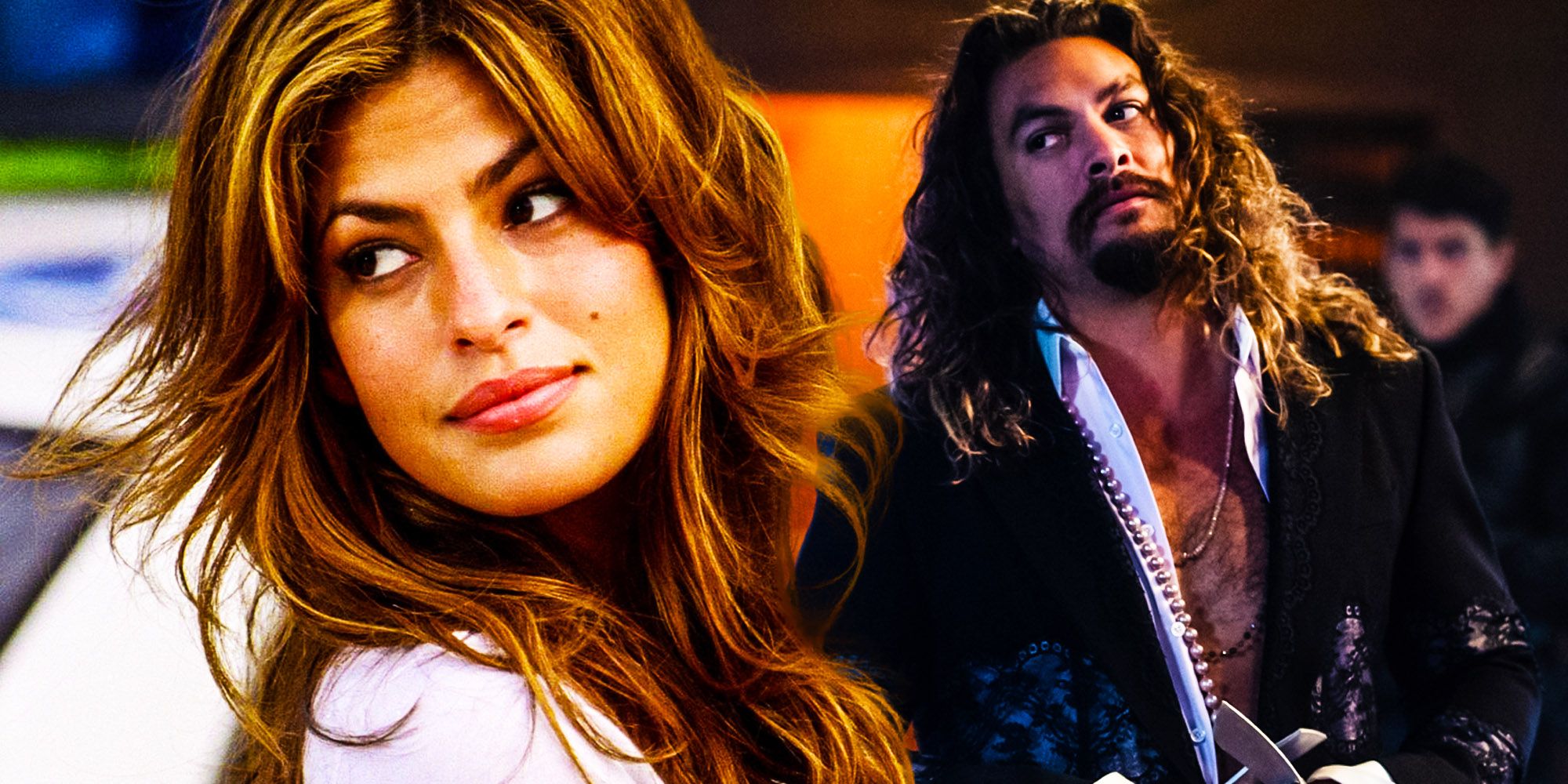 Eva Mendes as Monica in 2 Fast 2 Furious and Jason Momoa as Dante in Fast X