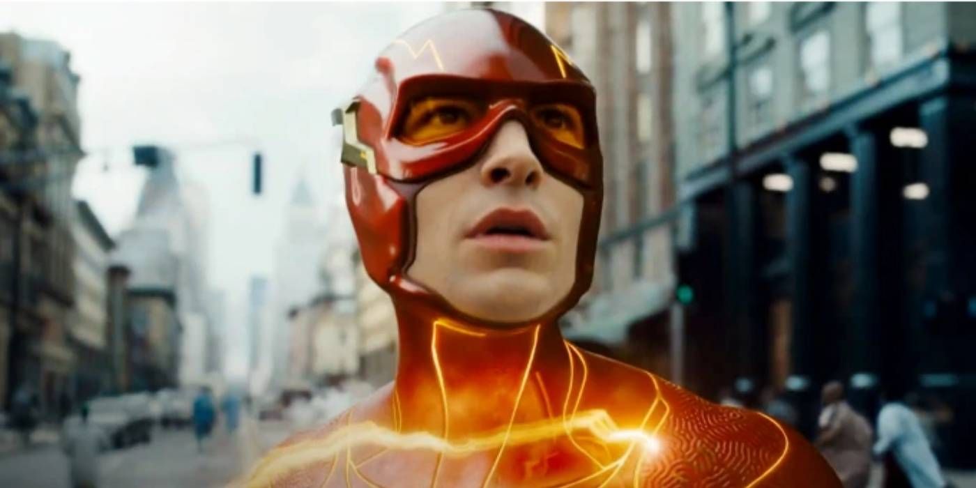 Ezra Miller in a scene of The Flash movie.