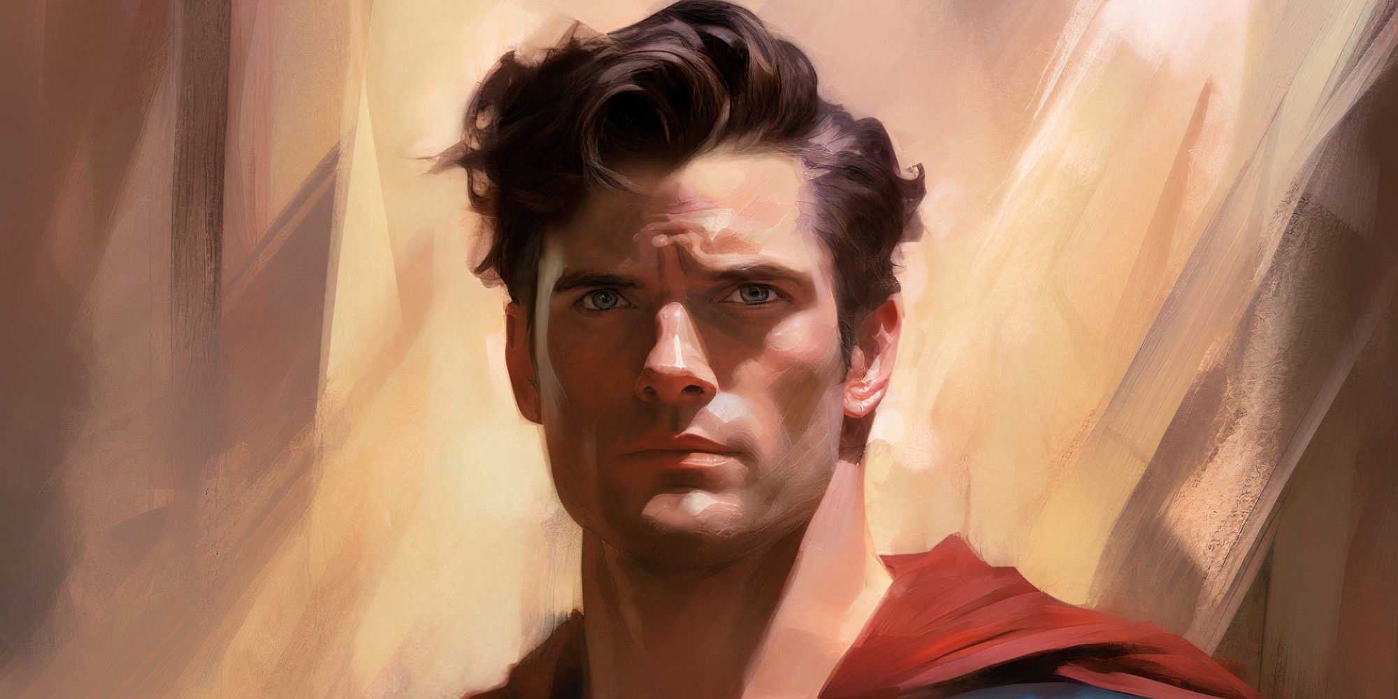 Fan art of reported Superman: Legacy frontrunner David Corenswet as Superman in painterly style.