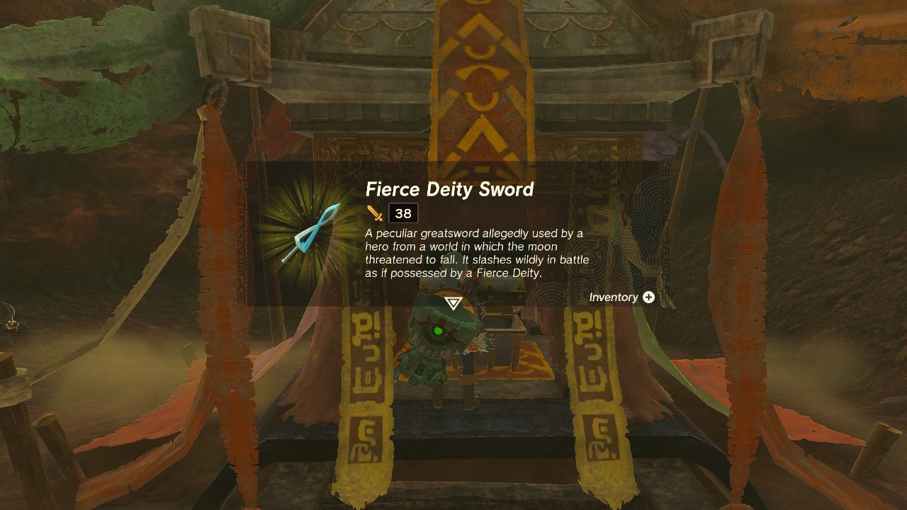 Fierce Deity Sword retrieval indicator in Zelda: TOTK