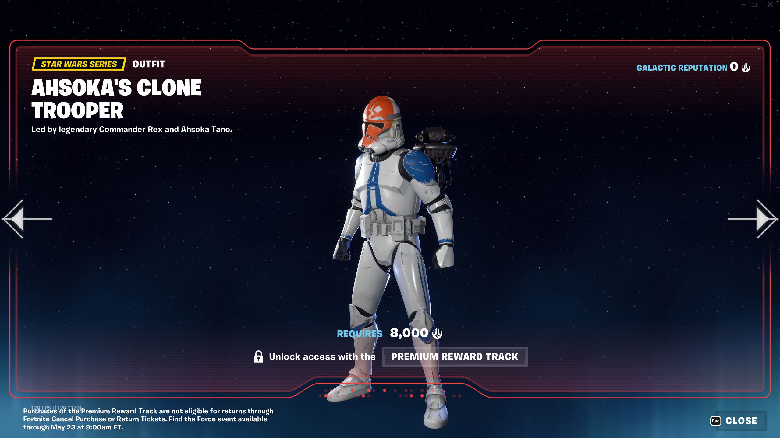 Fortnite Find The Force Star Wars Crossover Ahsoka's Clone Trooper Outfit