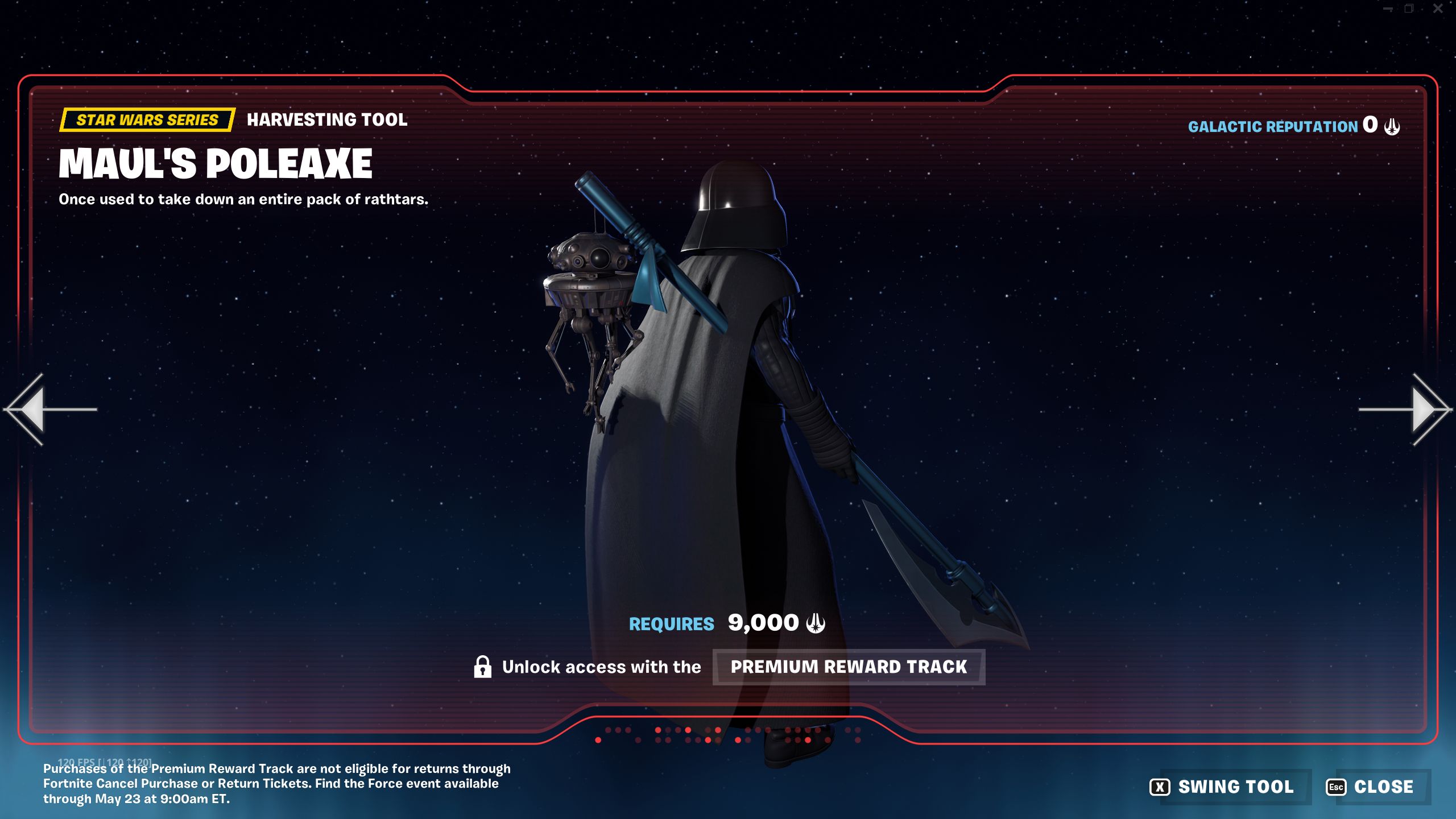 Fortnite Find The Force Star Wars Crossover Maul's Poleaxe Harvesting Tool