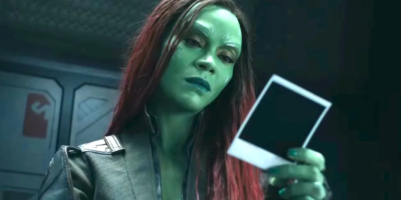 gamora looking at the polaroid in gotg 3