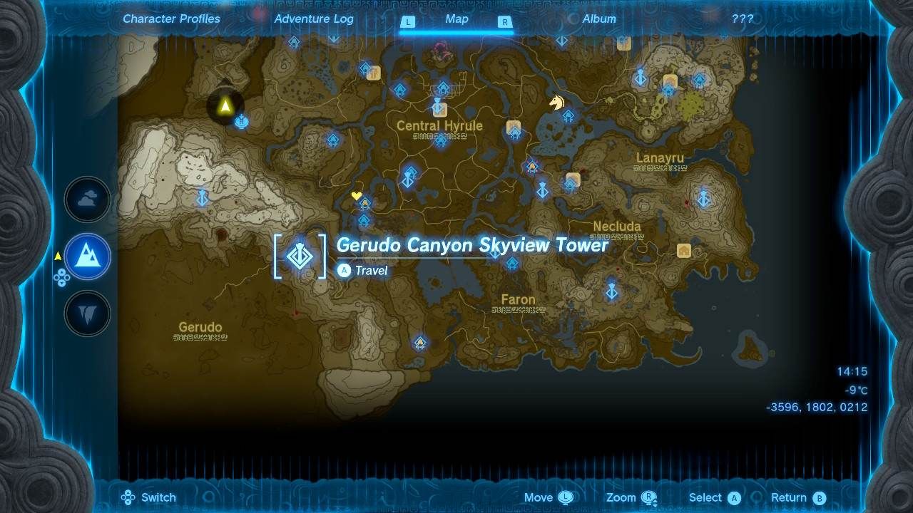 Gerudo Canyon Skyview Tower Map TOTK