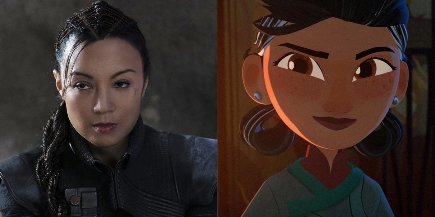 A split image of Ming-Na Wen and Fong Wing from Gremlins Secrets of the Mogwai