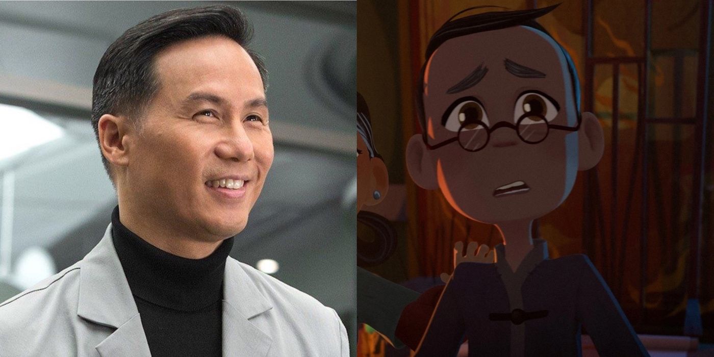 A split image of BD Wong and Hon Wing from Gremlins Secrets of the Mogwai