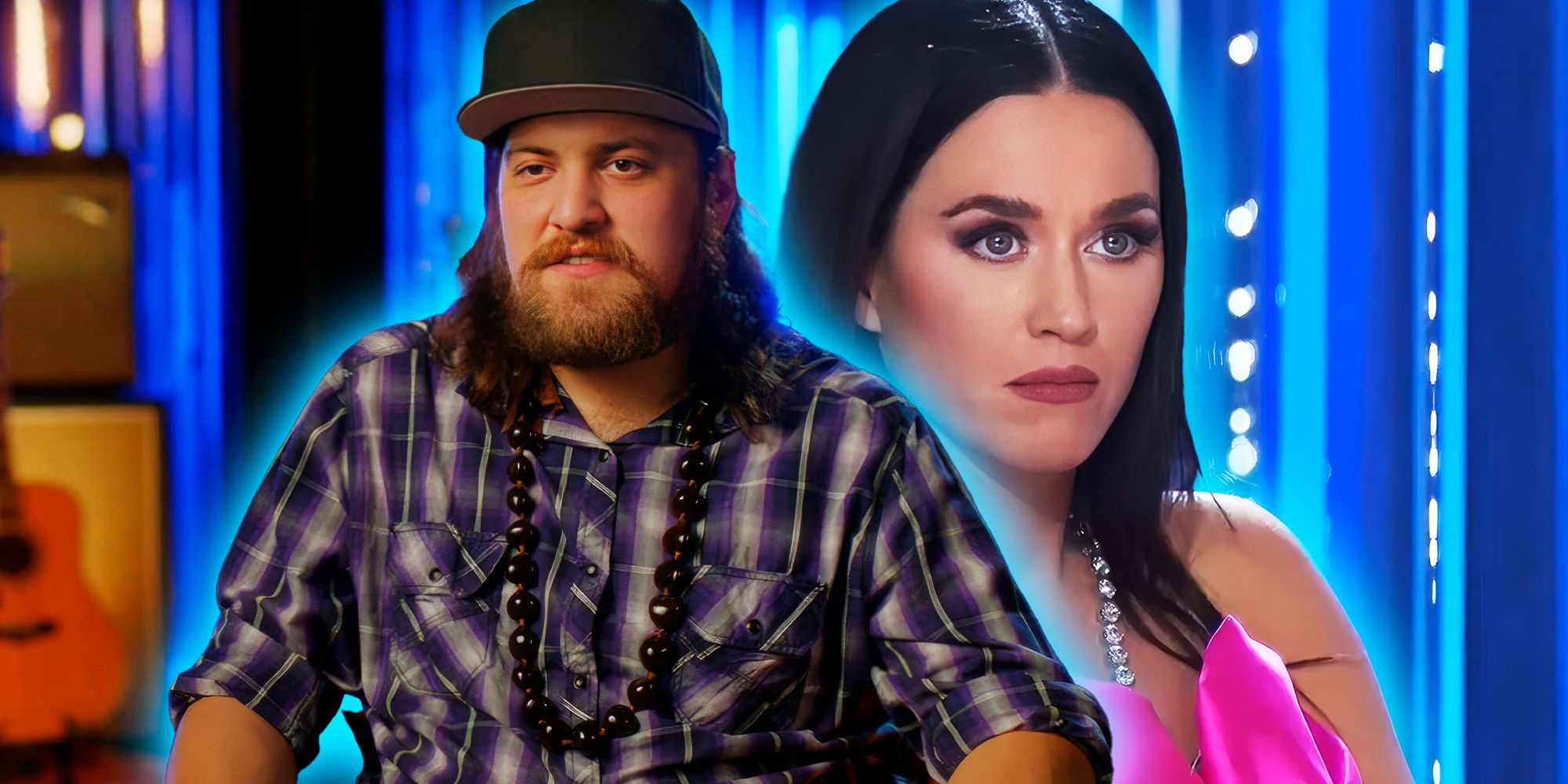 American Idol's Oliver Steele and Katy Perry looking serious