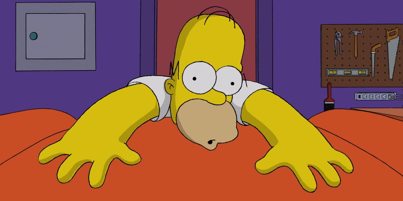 Homer Simpson getting hit by Marge&rsquo;s car in opening title sequence