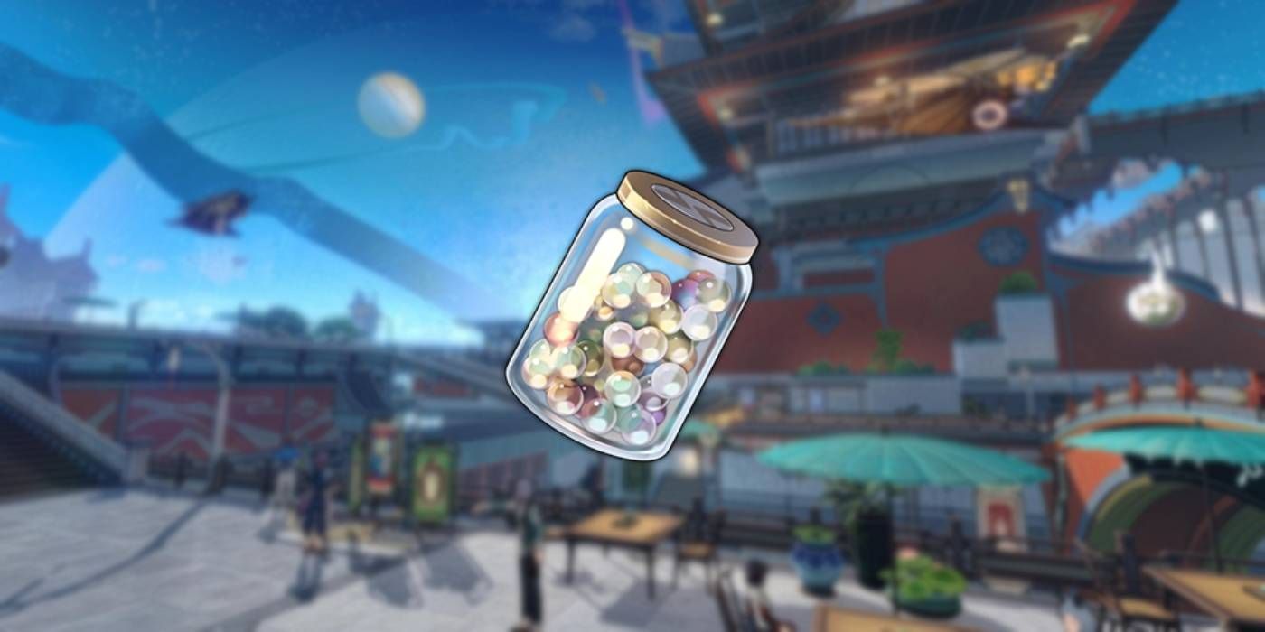 Honkai: Star Rail A Bottle of Draconic Tears Item with Xianzhou Luofu Area as Background