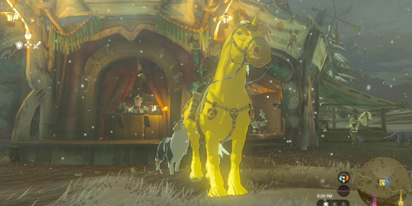 Link Riding Zelda's Golden Horse in Zelda: Tears of the Kingdom