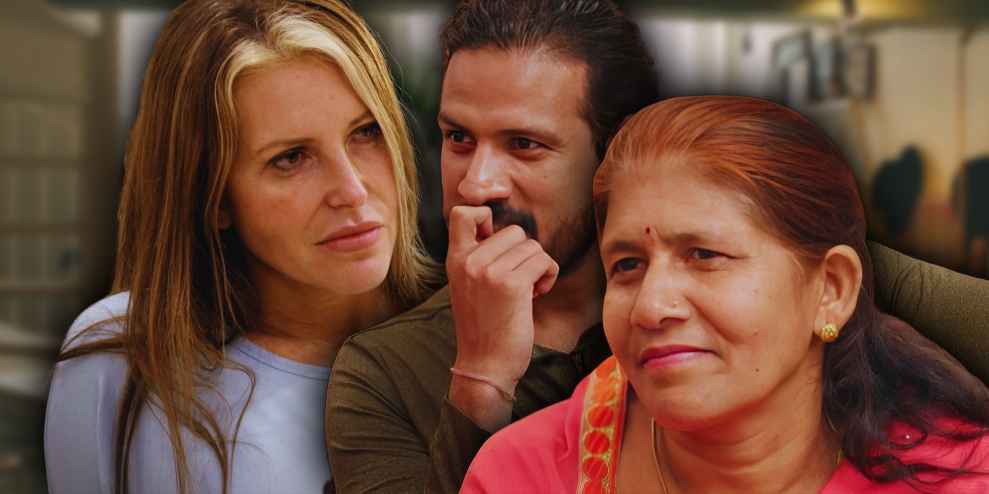 90 Day Fiancé's Jen Boecher with Rishi Singh and his mother smiling during their first meeting in India