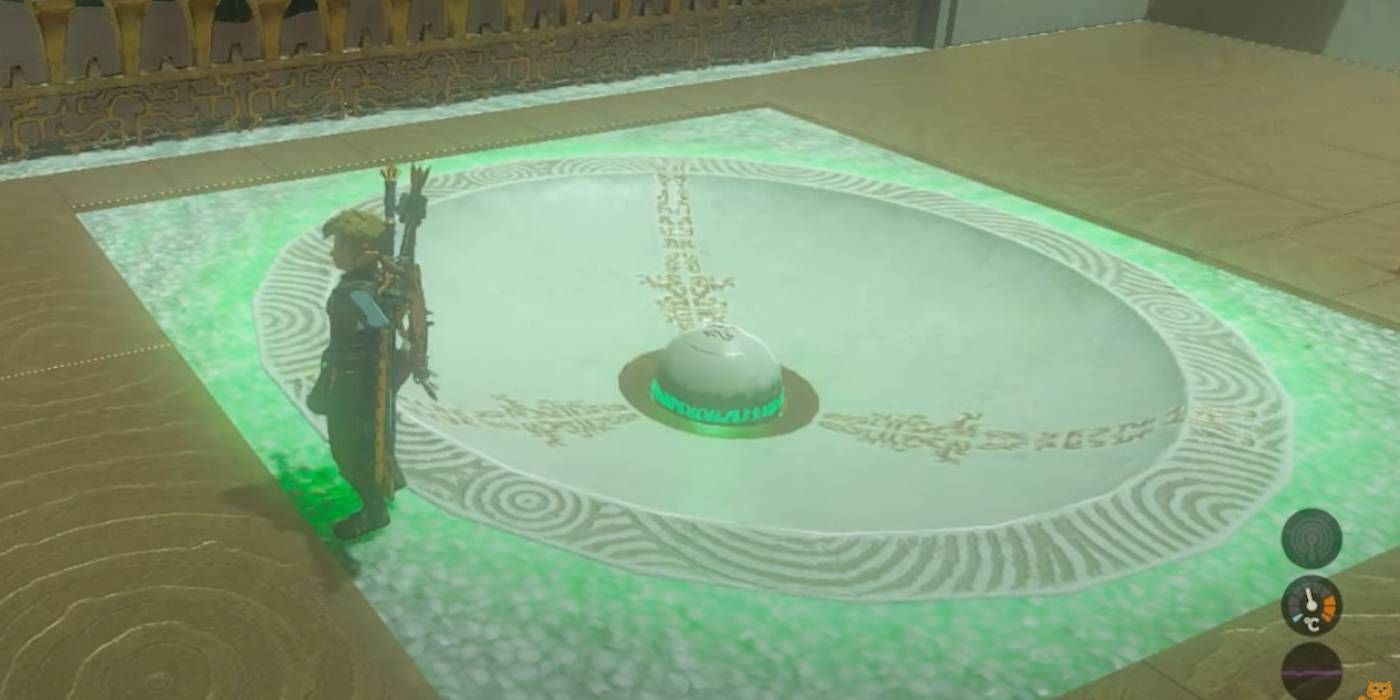 Zelda: Tears of the Kingdom Orochium Shrine Third Puzzle with Orb from Green Door Used as Key