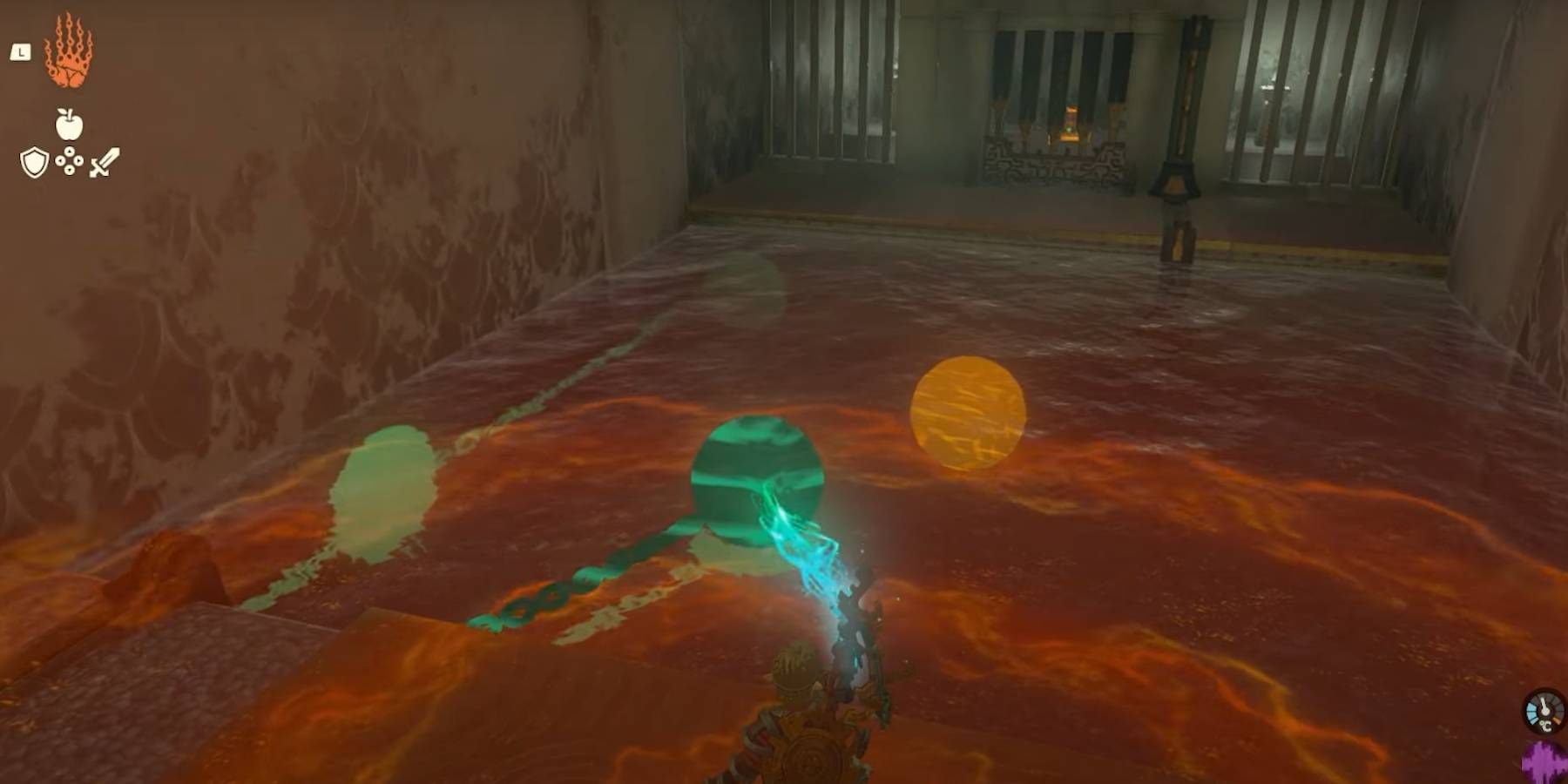 Zelda: Tears of the Kingdom Mogawak Shrine Puzzle with Two Orbs the Disperse Electricity in Water