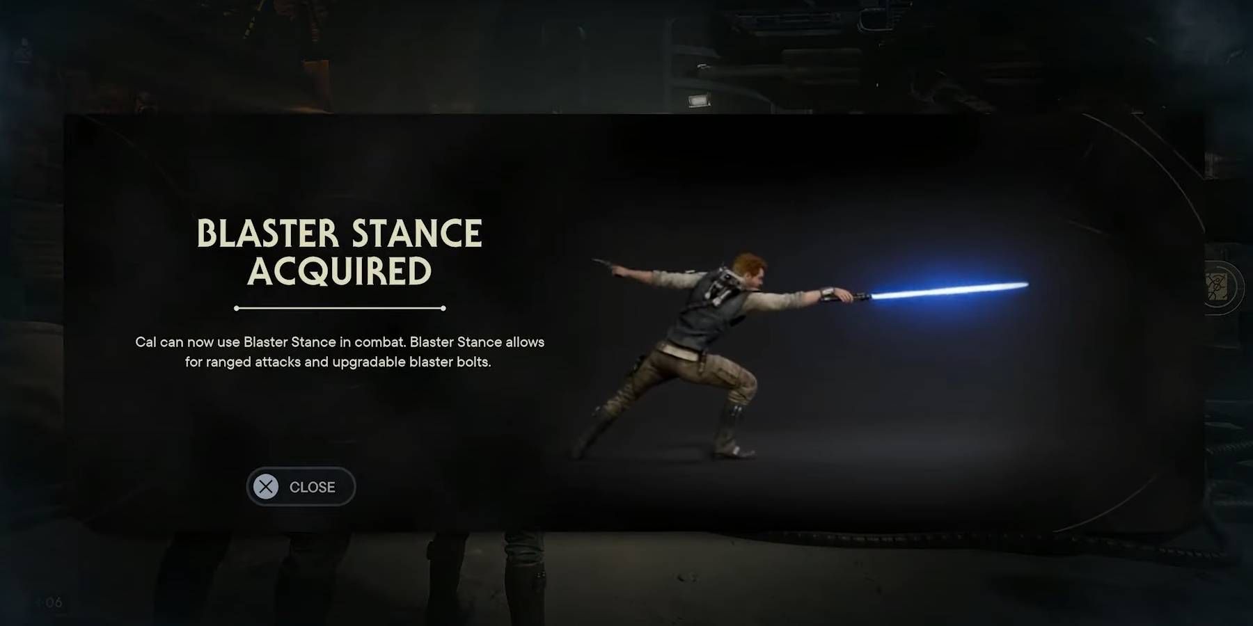 Star Wars Jedi: Survivor Blaster Stance with description after being unlocked in the main story