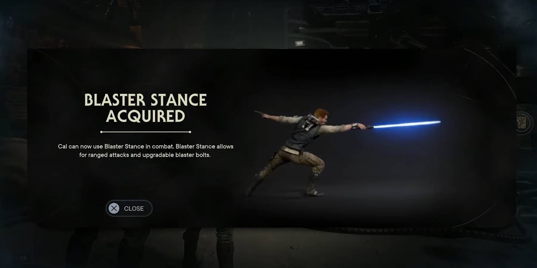 Star Wars Jedi: Survivor Blaster Stance with Description After Being Unlocked in Main Story