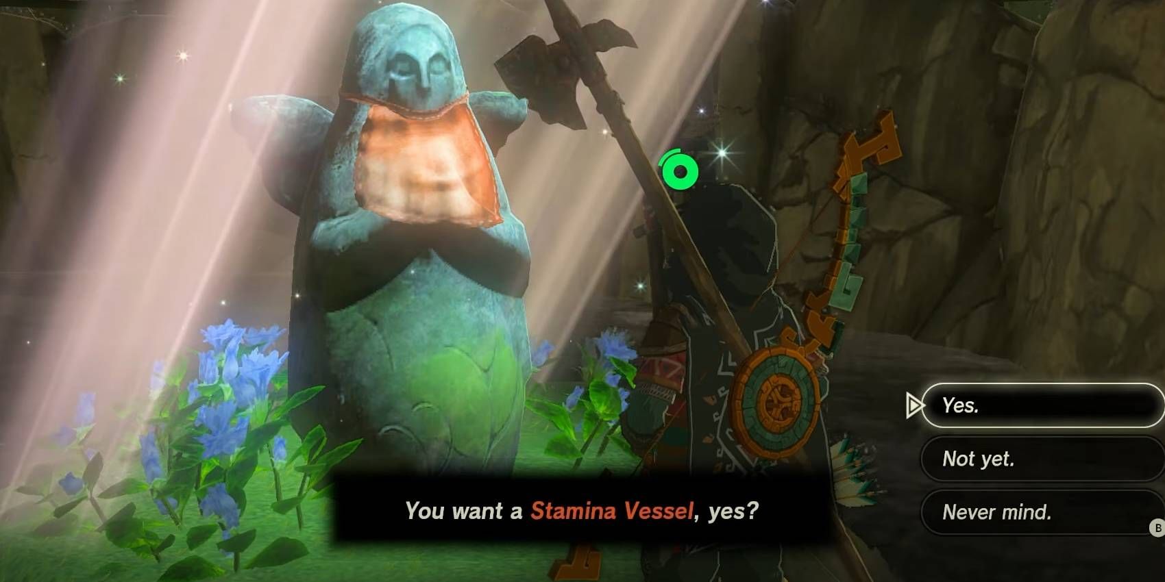 Zelda: Patung Dewi Air Mata Kerajaan Menawarkan Kapal Stamina untuk 4 Cahaya Berkah