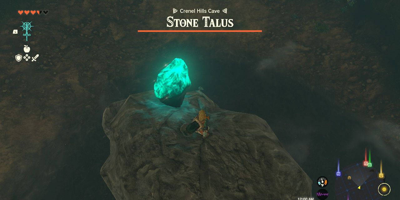Link fighting a Stone Talus in Tears of the Kingdom