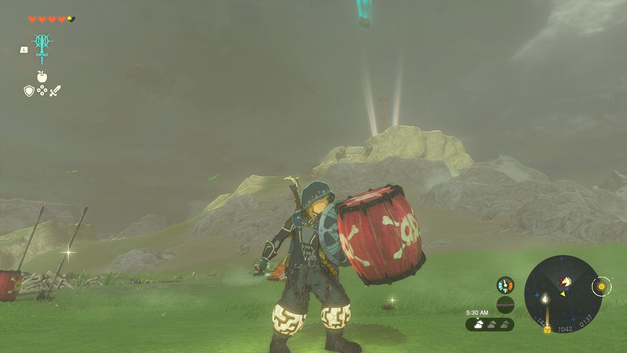 Link holding an explosive barrel fused shield