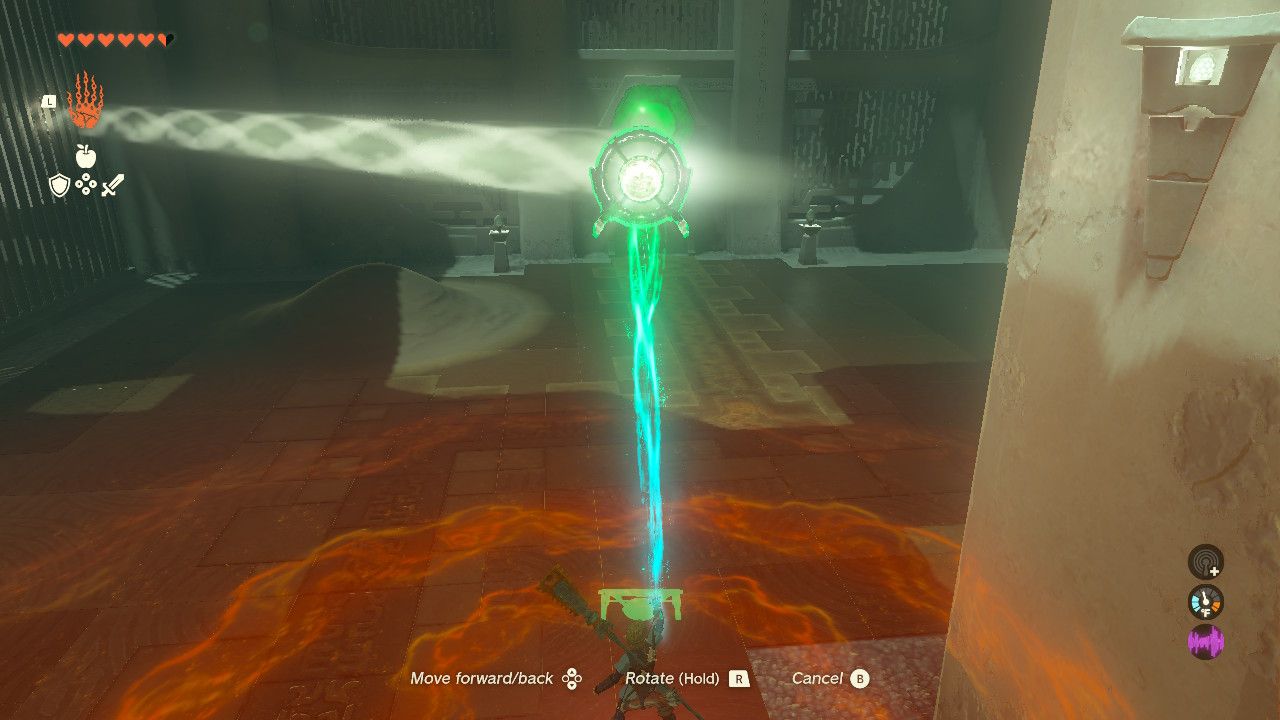 Tautkan menggunakan ultrahand untuk memantulkan cahaya ke target di Zelda TOTK