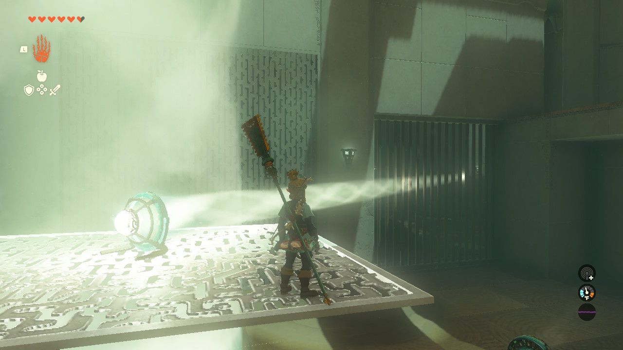 Tautkan sudut cermin untuk memantulkan cahaya ke ruangan lain di Zelda TOTK