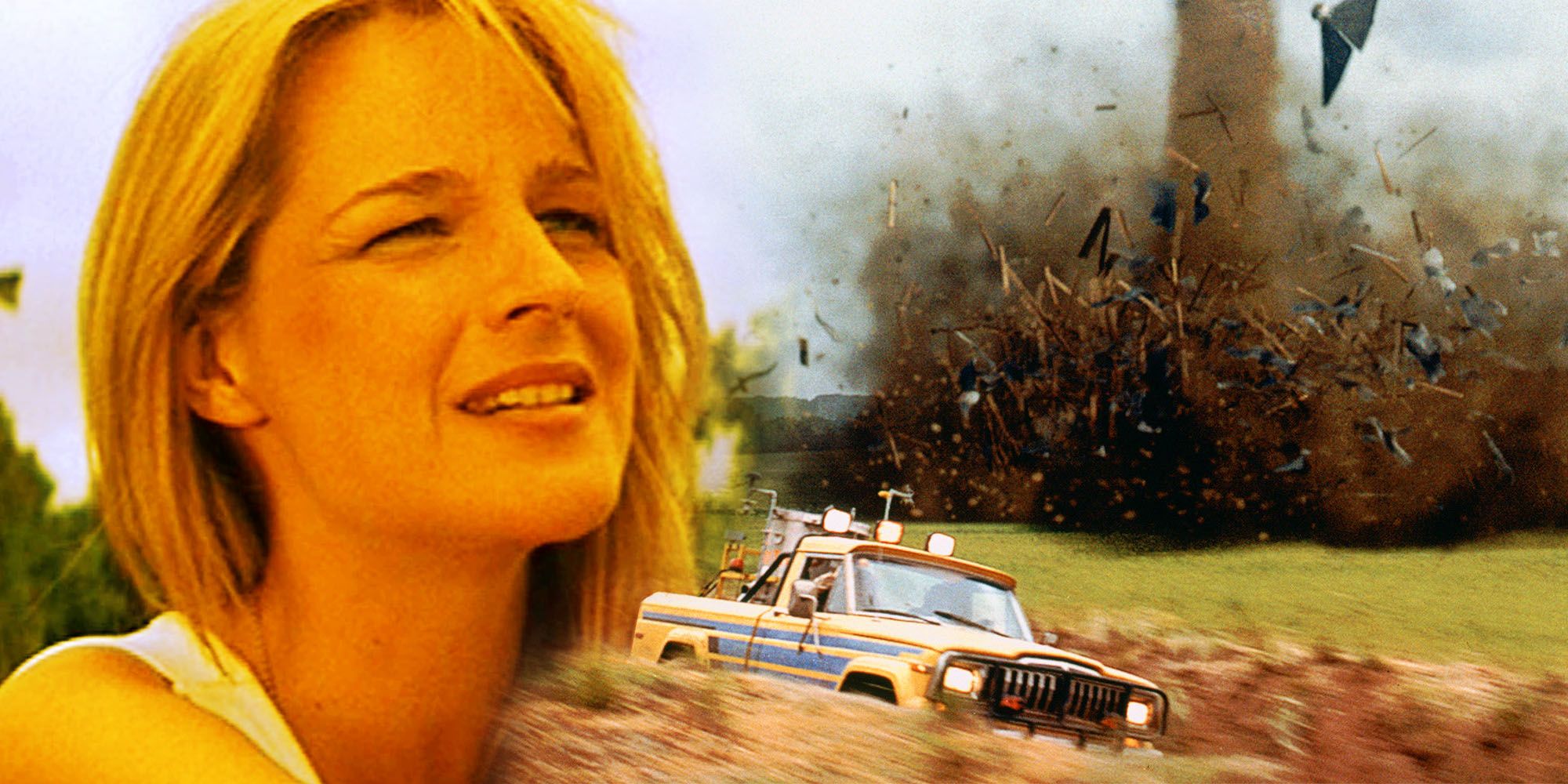 Helen Hunt in Twister and a tornado