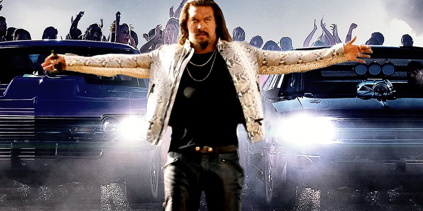 Jason Momoa from Fast X In Front of 2 Cars Edited
