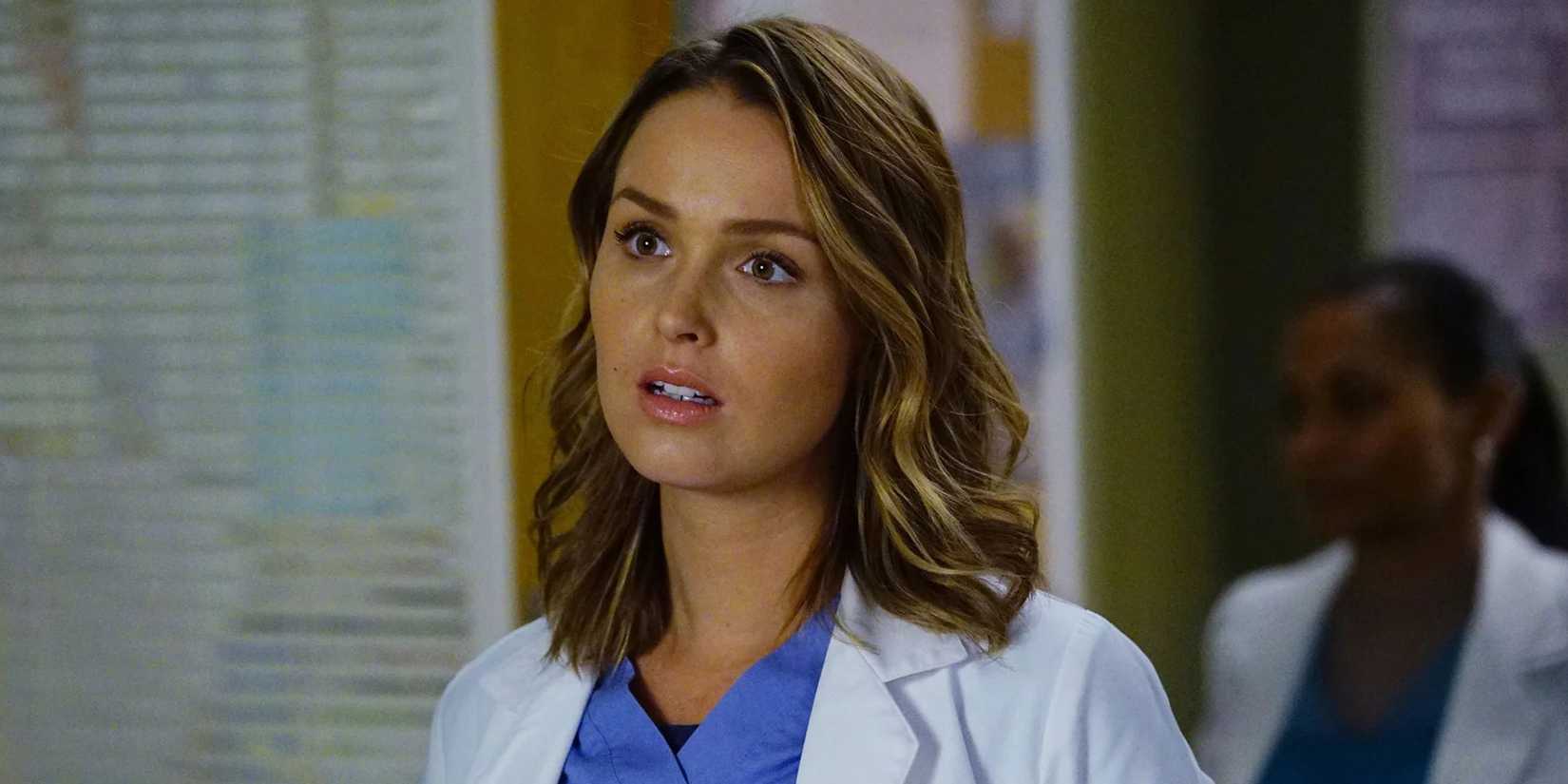 Camilla Luddington As Jo Wilson In Grey's Anatomy looking stunned 