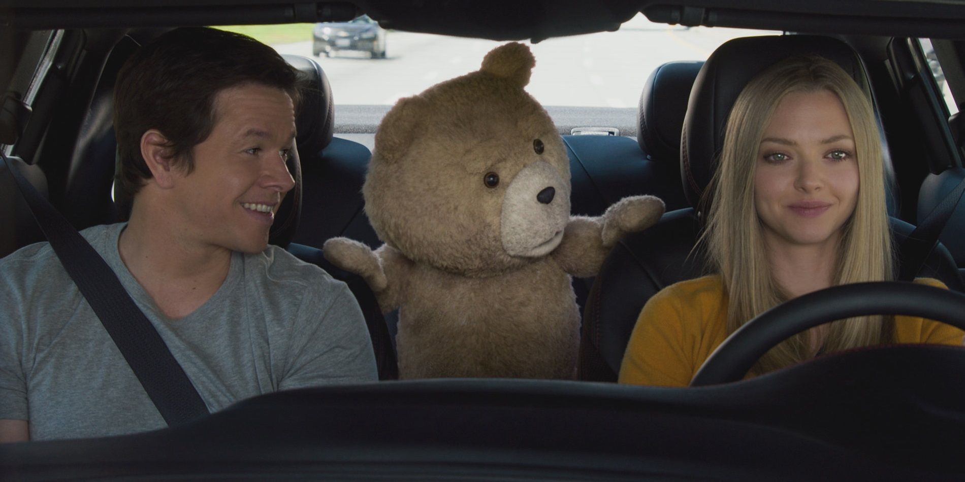 John, Sam, and Ted in a car in Ted 2