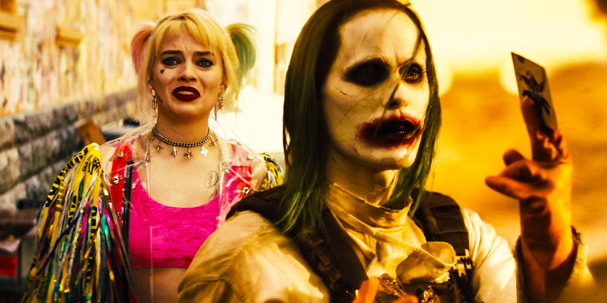 Margot Robbie as Harley Quinn and Jared Leto as the Joker