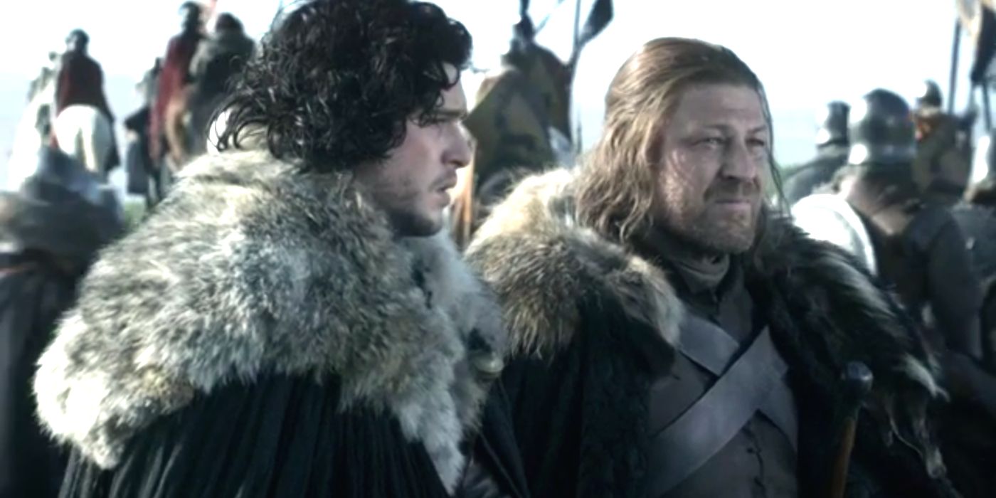 Jon Snow and Ned Stark in Game of Thrones