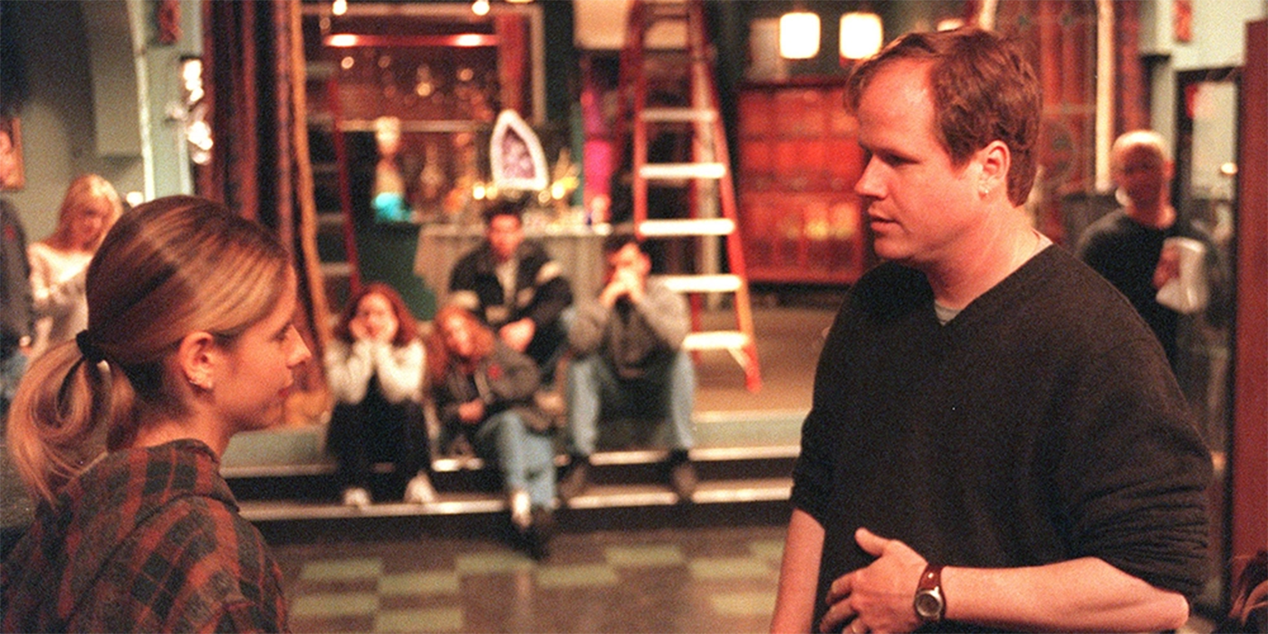 Joss Whedon and Sarah Michelle Gellar on the Buffy Magic Box set