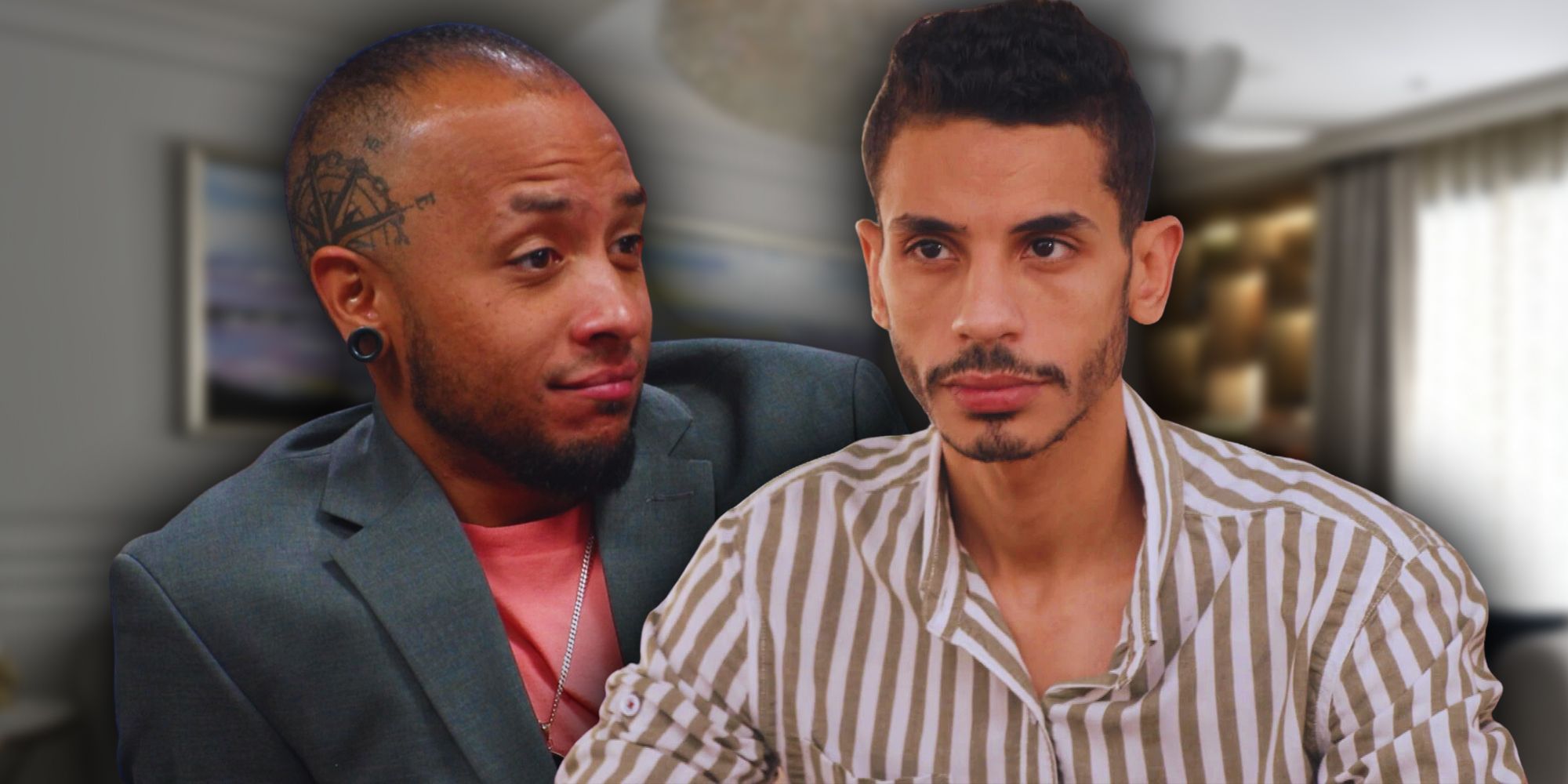 90 Day Fiance's Gabe Paboga and Mahmoud El Sherbiny looking serious