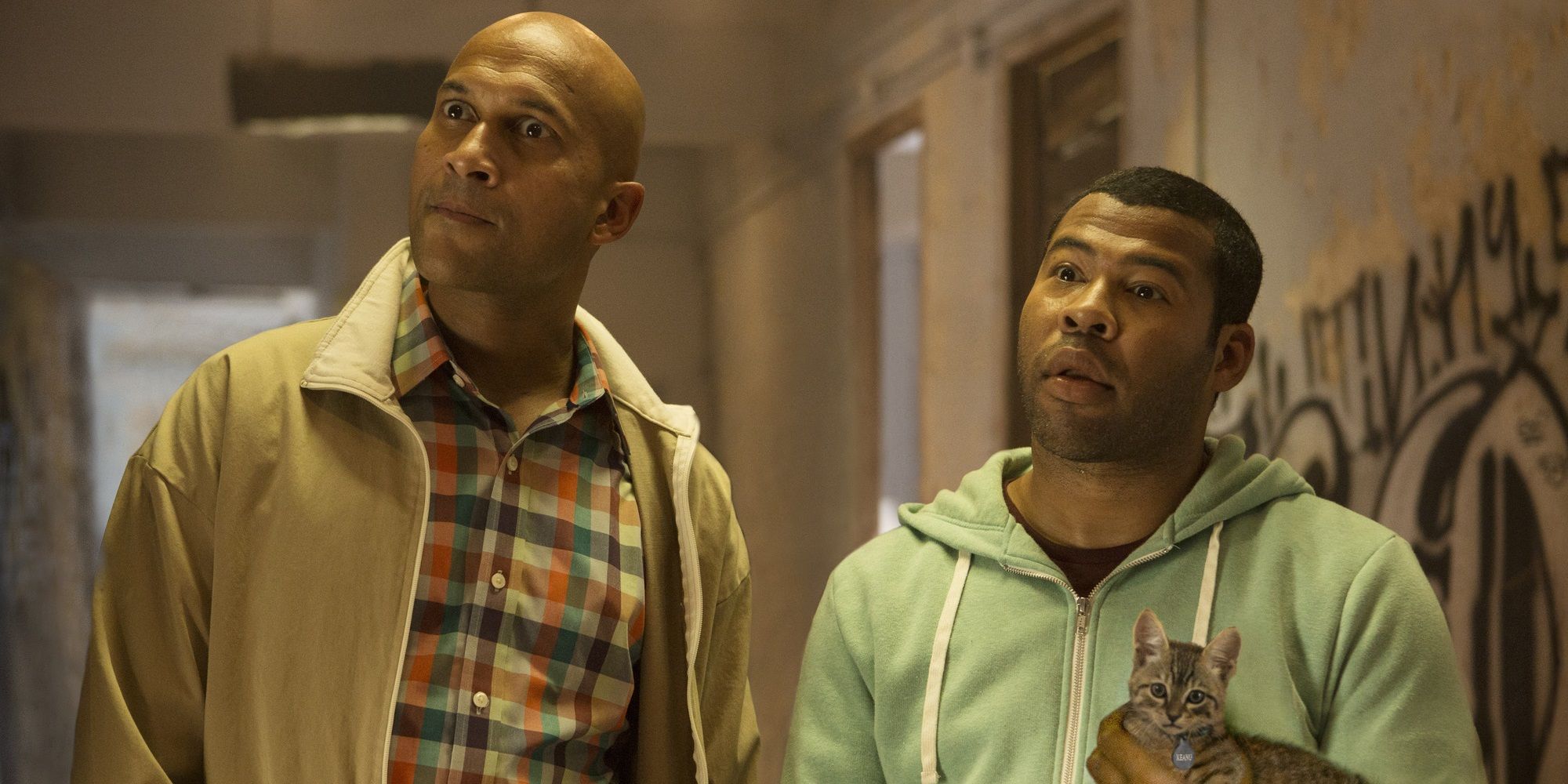 Key and Peele with a kitten in Keanu