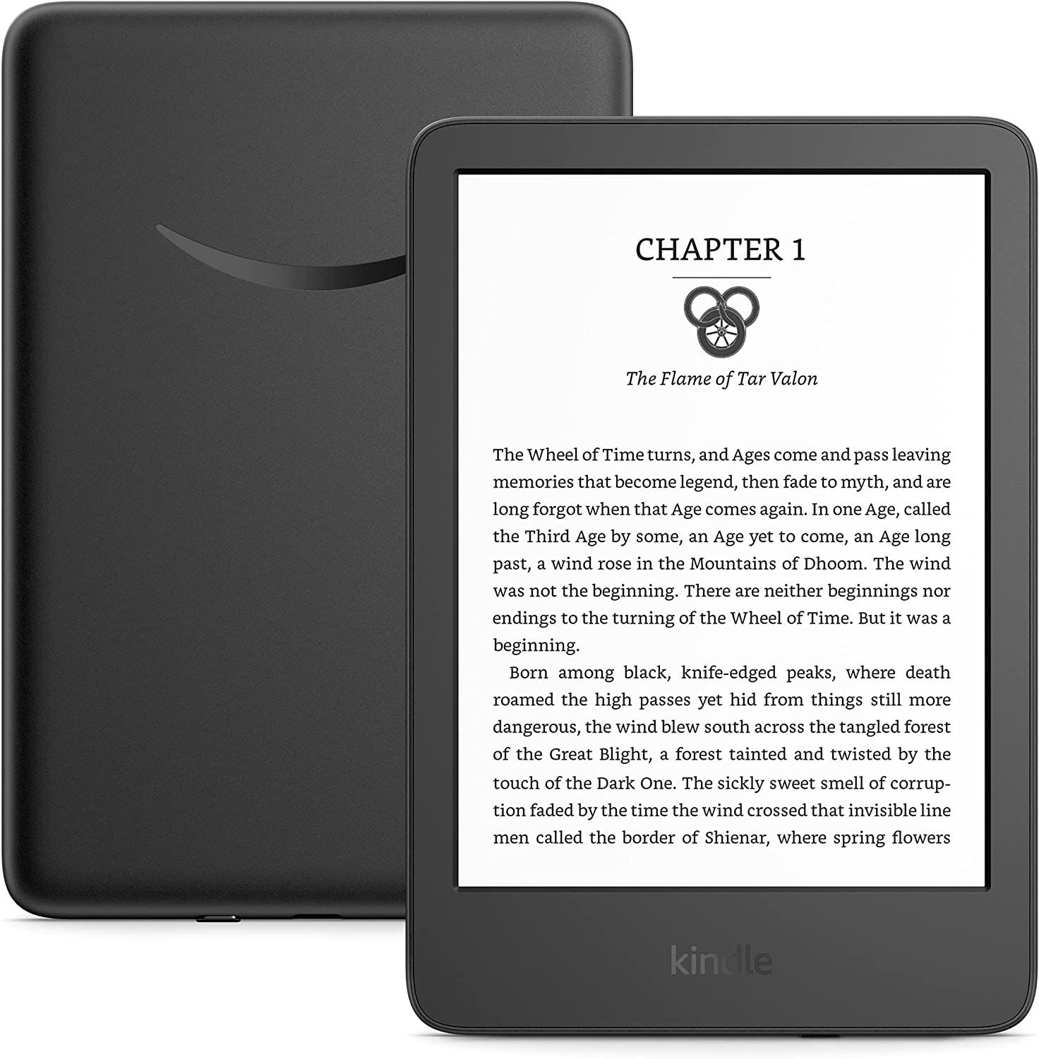 Amazon Kindle 2022 showing the front and back
