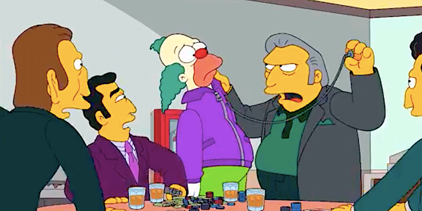 Krusty threatened by Fat Tony in The Simpsons season 34
