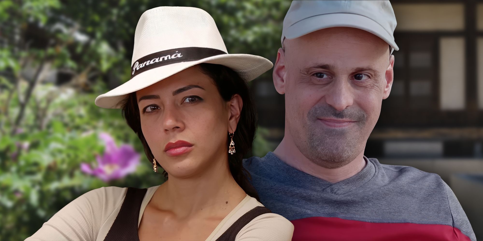 Jasmine and Gino from 90 Day Fiancé: Before The 90 Days montage her serious him smiling
