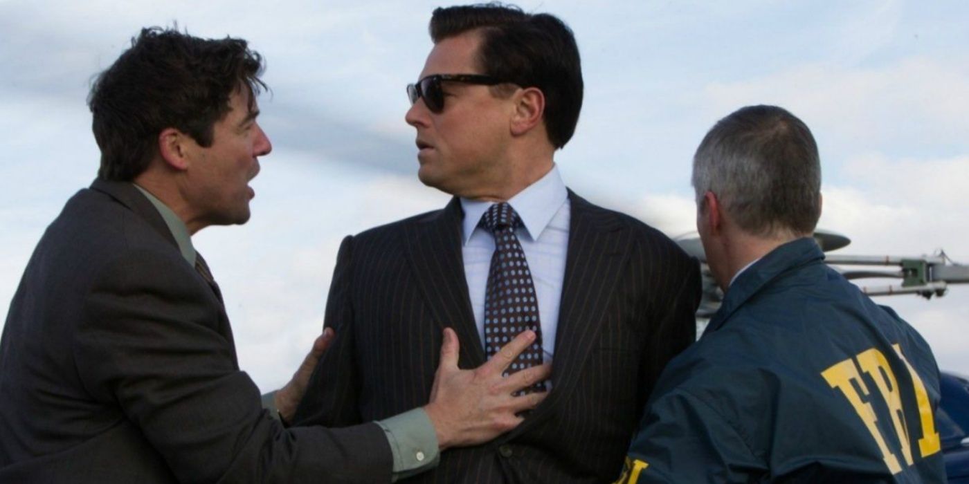 Kyle Chandler and Leonardo DiCaprio in the arrest scene in The Wolf of Wall Street